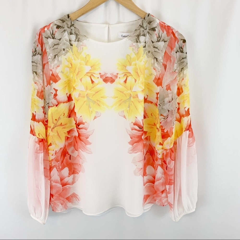 NWT Calvin Klein Floral Blouse S